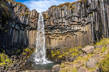 The Svartifoss waterfall at the Skaftafell national park in Iceland. 