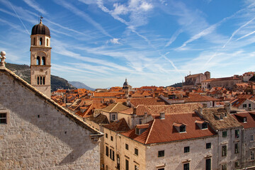 Fototapeta premium Dubrovnik old walls of the city and fortress, city in Croatia (Hrvatska), location where TV show Game of Thrones was recorded