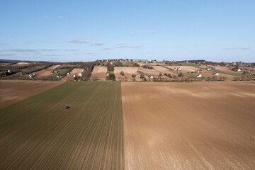 Obraz premium Drone view of countryside fields
