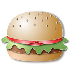 Hamburger vector with paper-cut technique on a white background