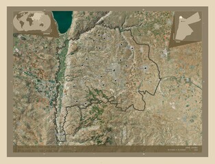 Irbid, Jordan. High-res satellite. Labelled points of cities