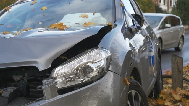 Front view of a damaged car after accident.