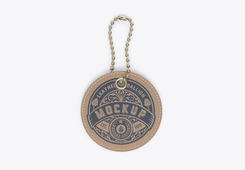 Leather Medallion with Metallic Chain Mockup