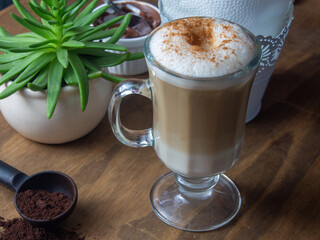 cup of cappuccino with cinnamon