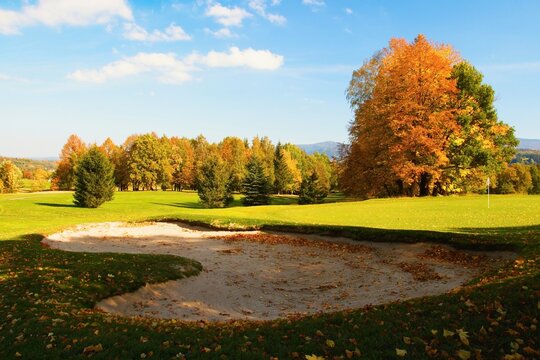  Autumn on the golf course in Celadna in Moravia in the Czech Republic.