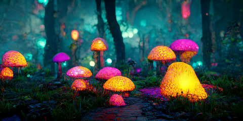 Fototapeta na wymiar neon mushroom