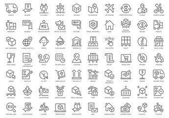 Delivery and Logistics Outline Icons Set