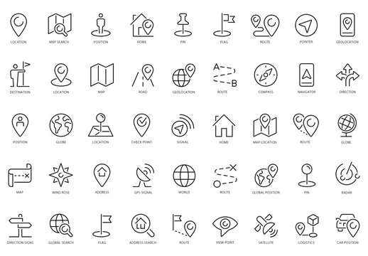 Location Outline Icons Set