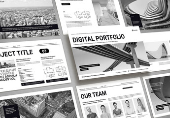 Business Presentation Layout for Architecture Agency Photography in Black and White
