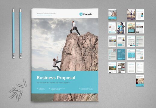 Business Proposal in Light Colors with Cyan and Blue Elements