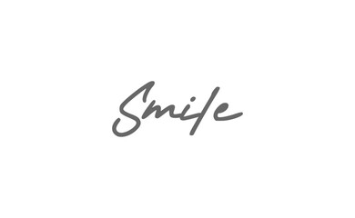 Fototapeta na wymiar Smile text lettering, hand drawn style phrase. Positive quote.