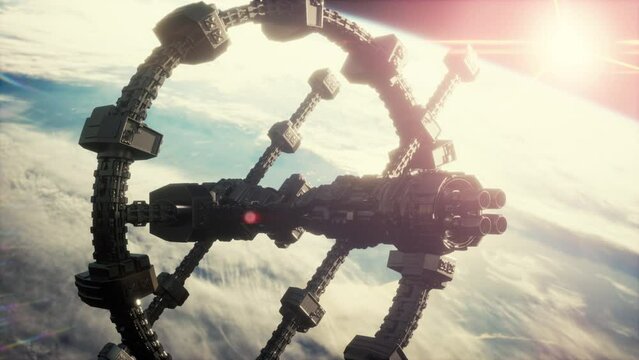 UFO Spaceship Hovering in the sky elements furnished by NASA - Powered by Adobe