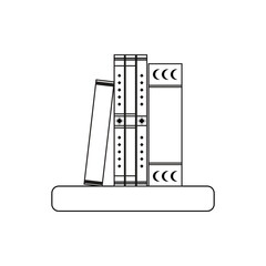 Vector linear flat shelf with books illustration
