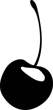 Vector image (silhouette, symbol) of a black and white cherry