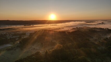 Fototapeta premium Sunrise with fog 