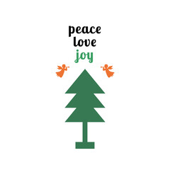 Fototapeta premium Peace love joy Greeting. New Year Card. Vector Illustration