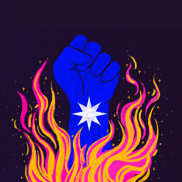 Mano con la estrella mapuche