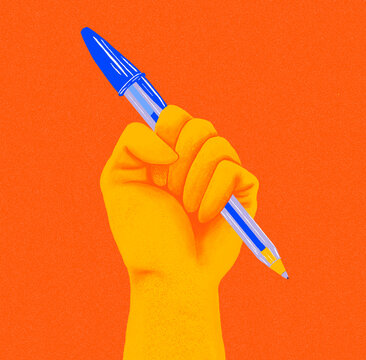 Mano empu&ntilde;ando l&aacute;piz para votar