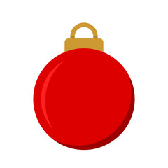 Red Christmas ball on white background. Vector illustration. Christmas decoration