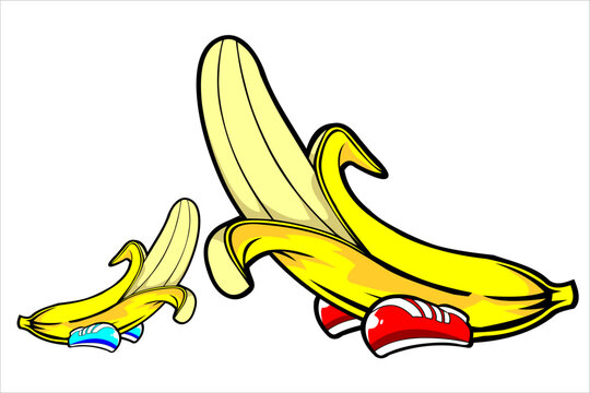 cartoon banana vector design wearing shoes looks unique and cute