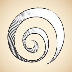 Scratchboard Engraved Icon of Galaxy with White Fill