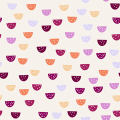 Cute abstract children's semicircle pattern and dots seamless background wallpaper. Vector image