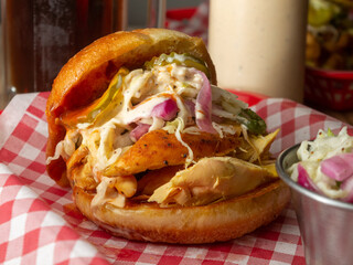 burger pulled pork with fries
