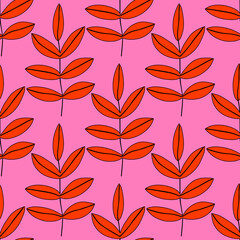 square vector seamless pattern - leaves in hippie style.1970 good vibes.Funky and groovy y2k daisy leaf.Funky 1960 psychedelic ornament with floral.Kidcore kawaii wallpaper and fabric.Floral naive	
