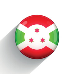 Round icon with flag of Burundi. Glass light ball, sticker, sphere. National symbol. Glossy realistic ball, 3D abstract vector illustration. Template big bubble
