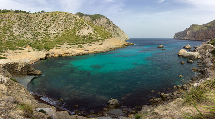 Fototapeta na wymiar Figuera beach in Formentor cap in Mallorca (Spain)