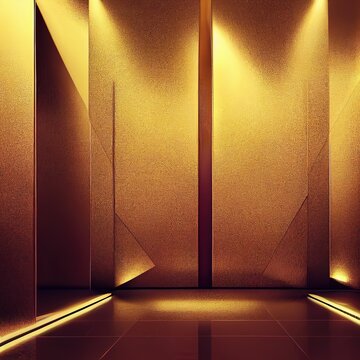 Shiny Metal Elevator Doors Design 3D Render Digital Illustration