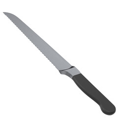 3d rendering illustration of a bread kitchen knife