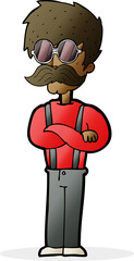 Fototapeta premium cartoon hipster man with mustache and spectacles