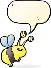cartoon happy bee with speech bubble
