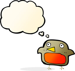 cartoon robin with thought bubble