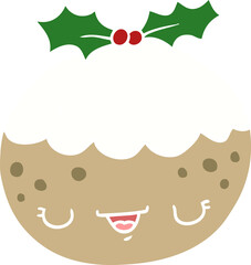 cute flat color style cartoon christmas pudding