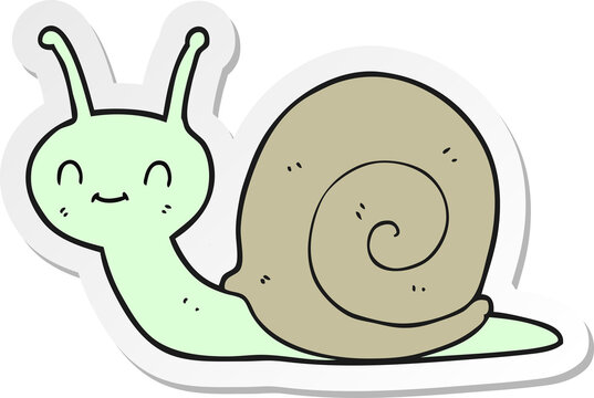 Sticker Of A Cartoon Cute Snail