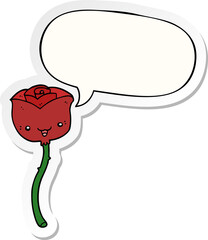cartoon flower with speech bubble sticker