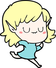 happy cartoon elf girl running