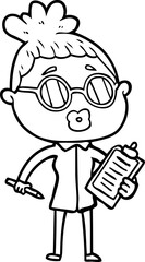 cartoon manager woman wearing spectacles