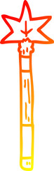 warm gradient line drawing of a cartoon magic wand