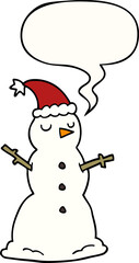 cartoon snowman with speech bubble
