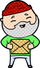 cartoon happy bearded man