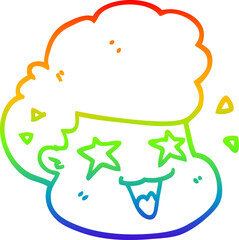 rainbow gradient line drawing of a cartoon excited boy