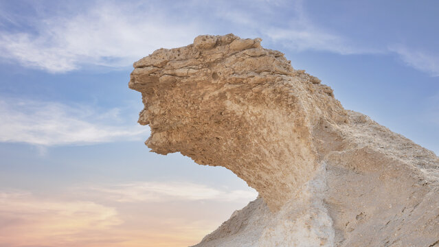 Mushroom shaped limestone rokcs in zekreet desert.