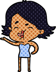 cartoon girl pulling face