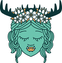 Retro Tattoo Style orc druid character face