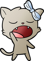Obraz premium cartoon yawning cat