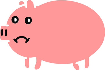 flat color retro cartoon of a pig