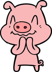 nervous cartoon pig